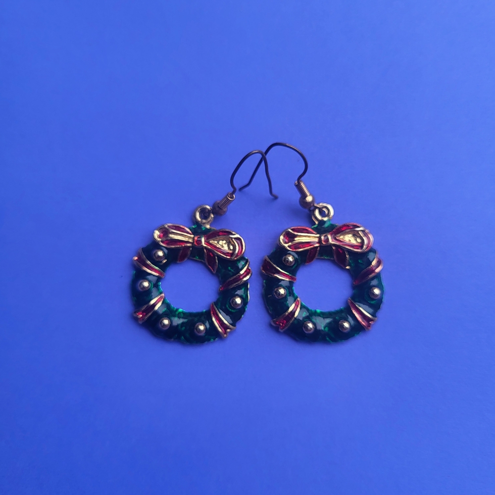 Classic Christmas Green Wreath Earrings